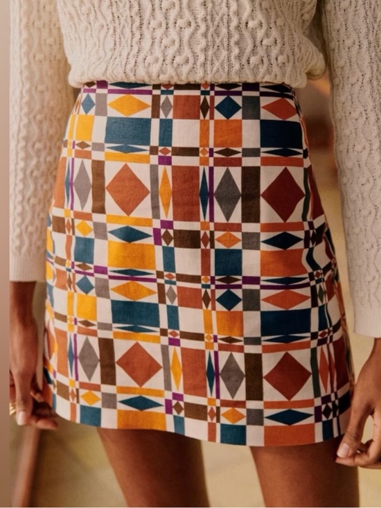 Sezane Dresses & Skirts - Sezane Geometric Plaid Mini Skirt in Navy, Mustard, Rust & Cream